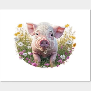 A Piglet in flower Posters and Art